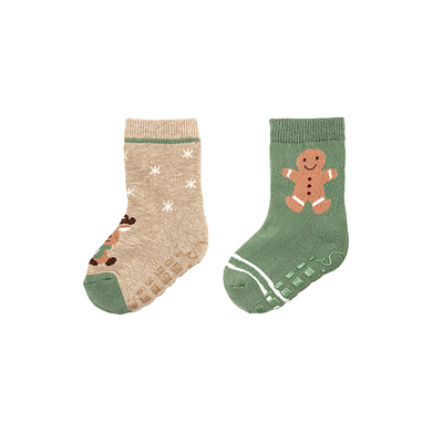 Sterntaler Chaussettes ABS pack double Noël beige mélangé