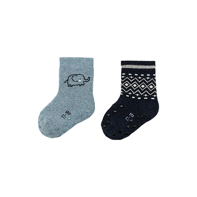 Sterntaler Chaussettes de bébé ABS pack double éléphant bleu