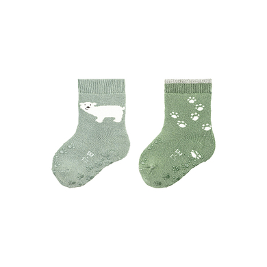 Sterntaler Chaussettes de bébé ABS pack double ours polaire vert pierre