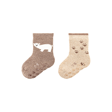 Sterntaler Chaussettes de bébé ABS pack double ours polaire marron mélangé