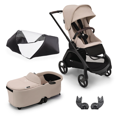 bugaboo Black Dragonfly Komplett barnvagnsset Desert Taupe inklusive tillbehör