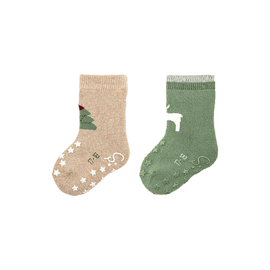 Sterntaler Chaussettes ABS pack double Noël beige mélangé