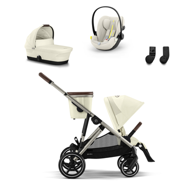 cybex GOLD Poussette trio combinée 3en1 Gazelle S Taupe Seashell Beige S Cot cosy Cloud G i-Size Plus Seashell Beige