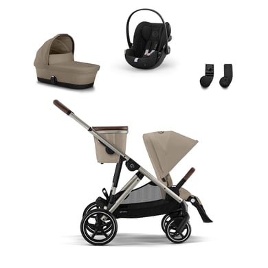 cybex GOLD Poussette trio combinée 3en1 Gazelle S Taupe Almond Beige S Cot cosy Cloud G i-Size Moon Black