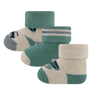Ewers Chaussettes bébé pack de 3 Kipper vert/beige
