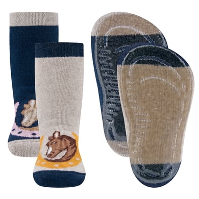Ewers Chaussettes SoftStep pack de 2 cheval/fer à cheval navy/beige foncé melange