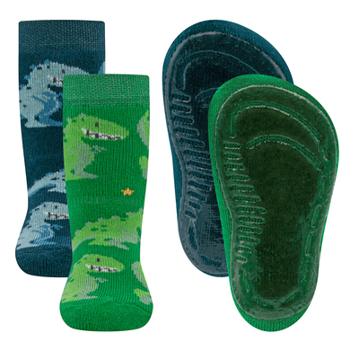 Ewers Chaussettes SoftStep pack de 2 Dino bleu atlantique / vert club
