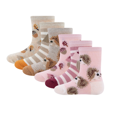 Ewers Lot de 6 chaussettes hérisson/champignon