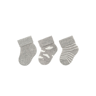 Sterntaler Lot de 3 chaussettes premier âge nuages gris clair mélangé