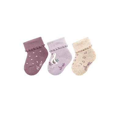 Sterntaler Chaussettes bébé pack de 3 oies violet pâle