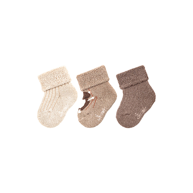 Sterntaler Chaussettes bébé pack de 3 castors beige chiné