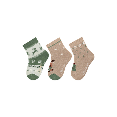 Sterntaler Lot de 3 chaussettes Noël beige chiné