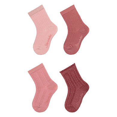 Sterntaler Lot de 4 socquettes structure rose tendre