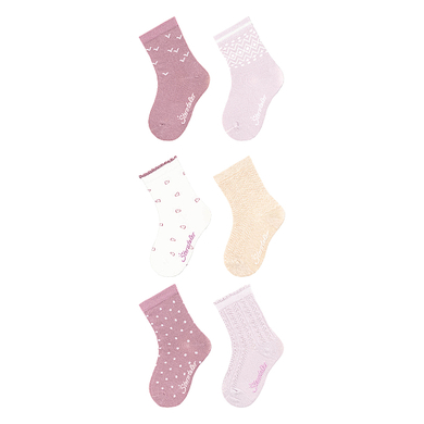 Sterntaler Lot de 6 socquettes Coeurs violet pâle