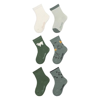 Sterntaler Lot de 6 chaussettes Ours polaire vert pierre