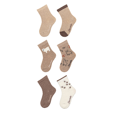 Sterntaler Lot de 6 chaussettes Ours polaire nature melange