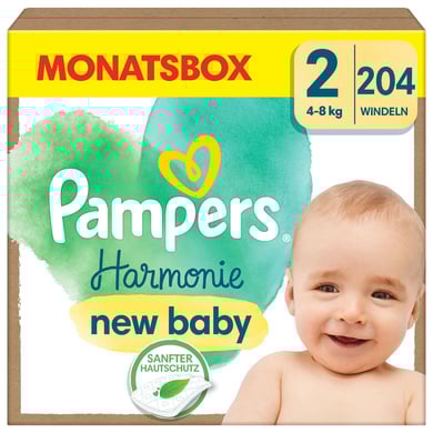 Pampers Couches Harmonie taille 2 Mini 4-8 kg pack mensuel 1x204 pièces