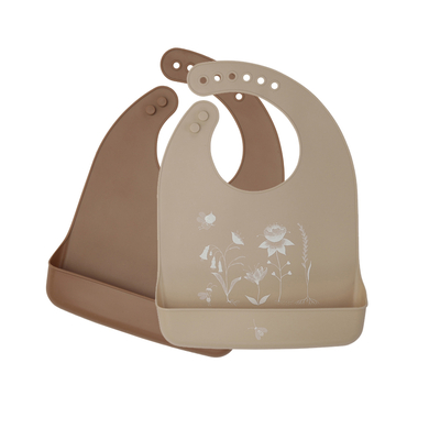 Image of lille VILDE Bavaglino in silicone Garden Set 2 pezzi in marrone rossiccio/beige059