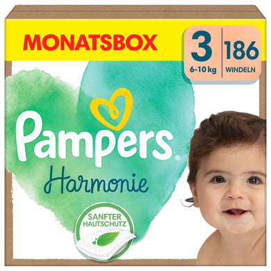 Pampers Couches Harmonie taille 3 Midi 6-10 kg pack mensuel 1x186 pièces (6-11 kg)