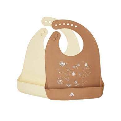 lille VILDE Bavoir en silicone Meadow Set 2 pièces en beige/terracotta