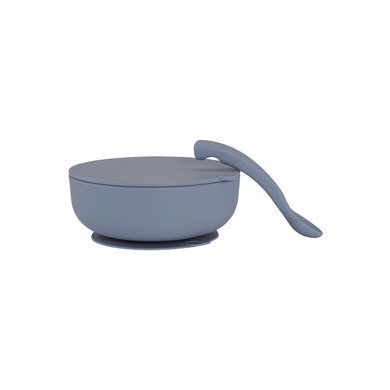 lille VILDE Bol et cuillère en silicone bleu