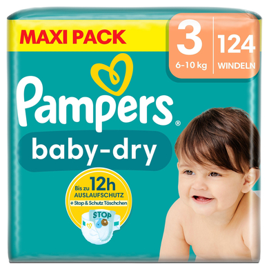 Pampers Plenky Baby-Dry, velikost 3, 6-10 kg, maxi balení (1 x 124 plenek)