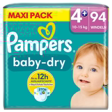 Pampers Couches Baby-Dry taille 4+ 10-15 kg maxi pack 1x94 pièces