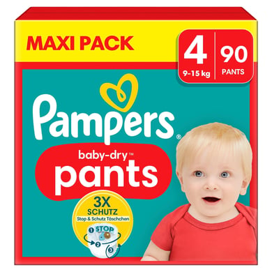 Pampers Couches-culottes Baby-Dry Pants taille 4 Maxi 9-15 kg Pack 1x90... (9-15 kg)