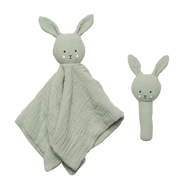 JaBaDaBaDo Set cadeau doudou, hochet Bunny, vert