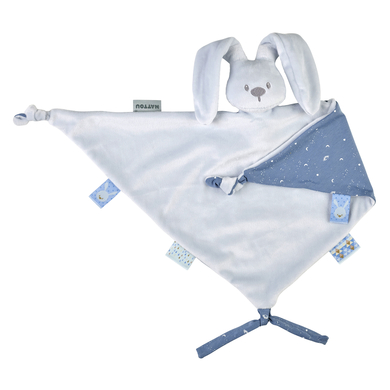 Nattou Doudou lapin Lapidou grand plat, bleu pastel