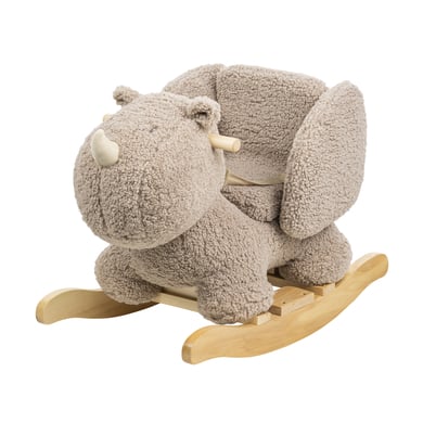 Nattou Animal à bascule rhinocéros Teddy bois, taupe