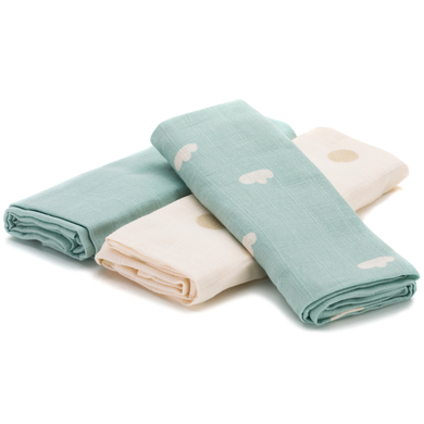 fillikid Pack de 3 couches mousseline à pois 75 x 75 cm