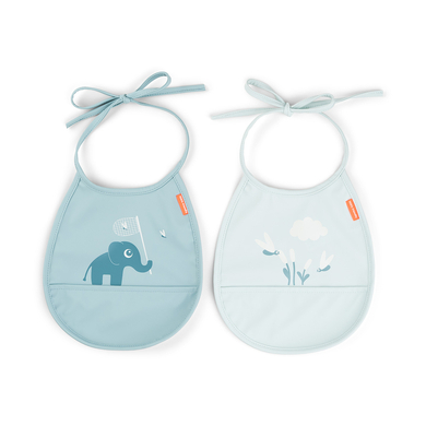 Done by Deer™ Bavoir bébé poches mini Happy Clouds bleu lot de 2