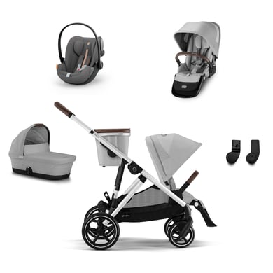 cybex GOLD Poussette trio combinée 3en1 Gazelle S Silver Lava grey S Cot cosy Cloud G i-Size Lava Grey Plus kit double