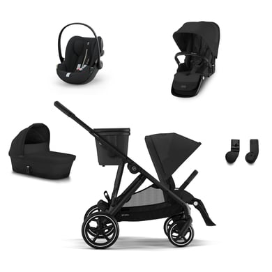 cybex GOLD Black Black Black i-Size Black Black Syskonpaket Gazelle S Moon inkl. barnvagnsdel Gazelle S Cot Moon , bilbarnstol Cloud G Plus Moon Plus, S-stol Moon och S-adapter