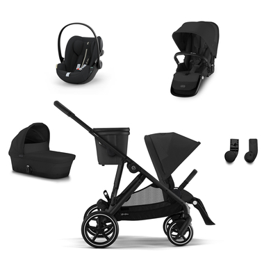 Image of cybex GOLD Passeggino fratellare Gazelle S nero Moon nero incl. navicella Gazelle S Cot Moon nero, ovetto Cloud G -Size Plus Moon nero Plus, unità di seduta Moon nero e adattatori S059