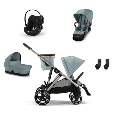 cybex GOLD Poussette trio combinée 3en1 Gazelle S Taupe Sky Blue S Cot cosy Cloud G i-Size Moon Black kit double