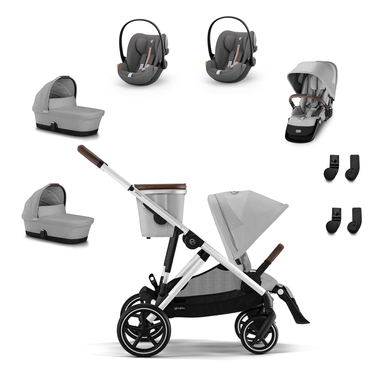 cybex GOLD Poussette trio combinée 3en1 Gazelle S Silver Lava grey S Cot cosy Cloud G i-Size Lava Grey Plus kit jumeaux