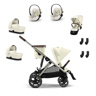 cybex GOLD Poussette trio combinée 3en1 Gazelle S Taupe Seashell Beige S Cot cosy Cloud G i-Size Ocean Blue Plus kit jumeaux