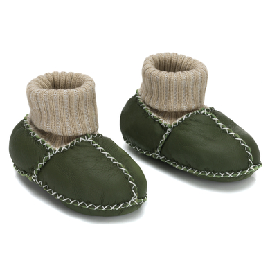 Image of kindsgard Scarpe in pelle d'agnello per neonati verde stovly059