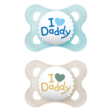 Image of MAM Original Daddy Succhietto in silicone 2 pz. 0-6 mesi Ti amo blu059