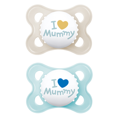 Image of MAM Original Succhietto in silicone 2 pezzi 0-6 mesi Ti amo mamma blu059