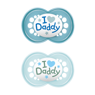 Image of MAM Original Daddy Succhietto in silicone 2 pezzi 6-16 mesi I love in blu059