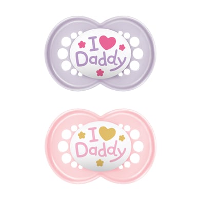 MAM Original Daddy Fopspeen silicone 2 st. 6-16 maanden I love in roze