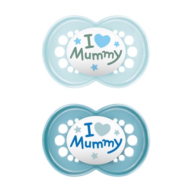 Image of MAM Original Succhietto in silicone 2 pz. 6-16 mesi I love Mummy in blu059