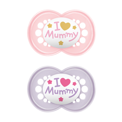 Image of MAM Original Succhietto in silicone 2 pz. 6-16 mesi I love Mummy in rosa059