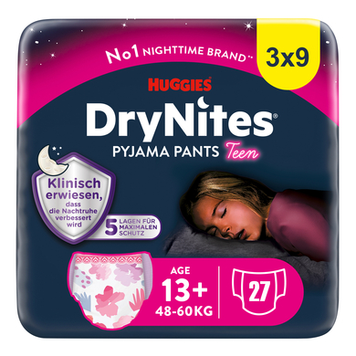 HUGGIES DryNites nachtluiers voor meisjes vanaf 13 jaar 3 x 9 stuks