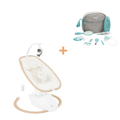 babymoov Transat balancelle électrique Swoon Hoop Sand kit soins bébé gratis Smokey aqua