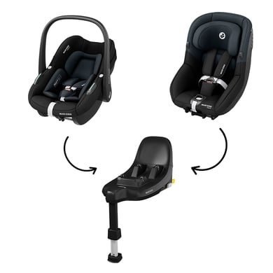 maxi cosi silla portabebes pebble s tonal black con silla de coche giratoria pearl s tonal black y base familyfix s black