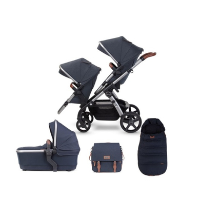 Silver Cross Poussette duo combinée 2en1 Wave 2 sièges sport chancelière sac à langer bleu indigo